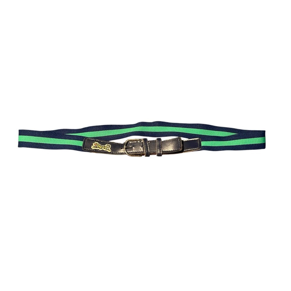 Le Tigre Green and Blue Belt with Silver Buckle